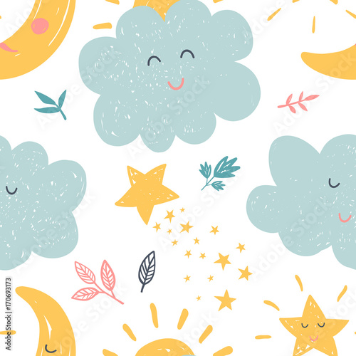 Baby vector seamless pattern