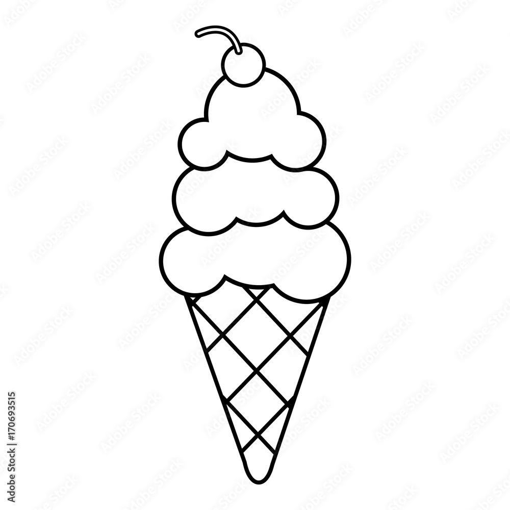 Vanilla ice cream icon, outline line style Vanilla ice cream icon, outline line style