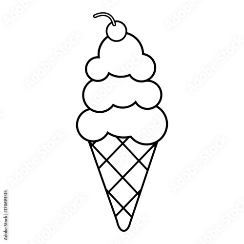 Vanilla ice cream icon, outline line style