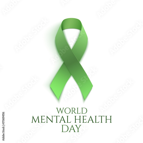 Green ribbon isolated on white.