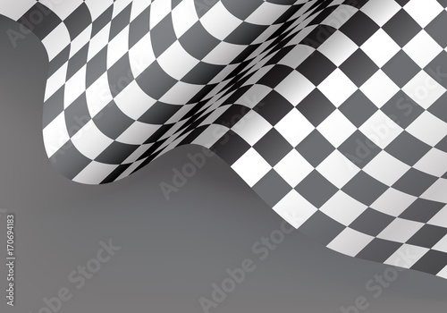 Checkered flag wave on gray design for sport race championship and business success background vector illustration. © patthana