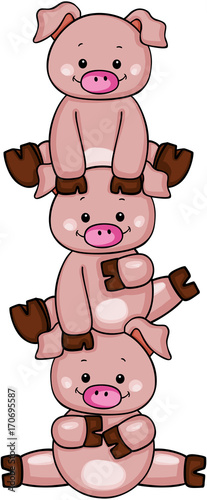 Stack of three little piggies
