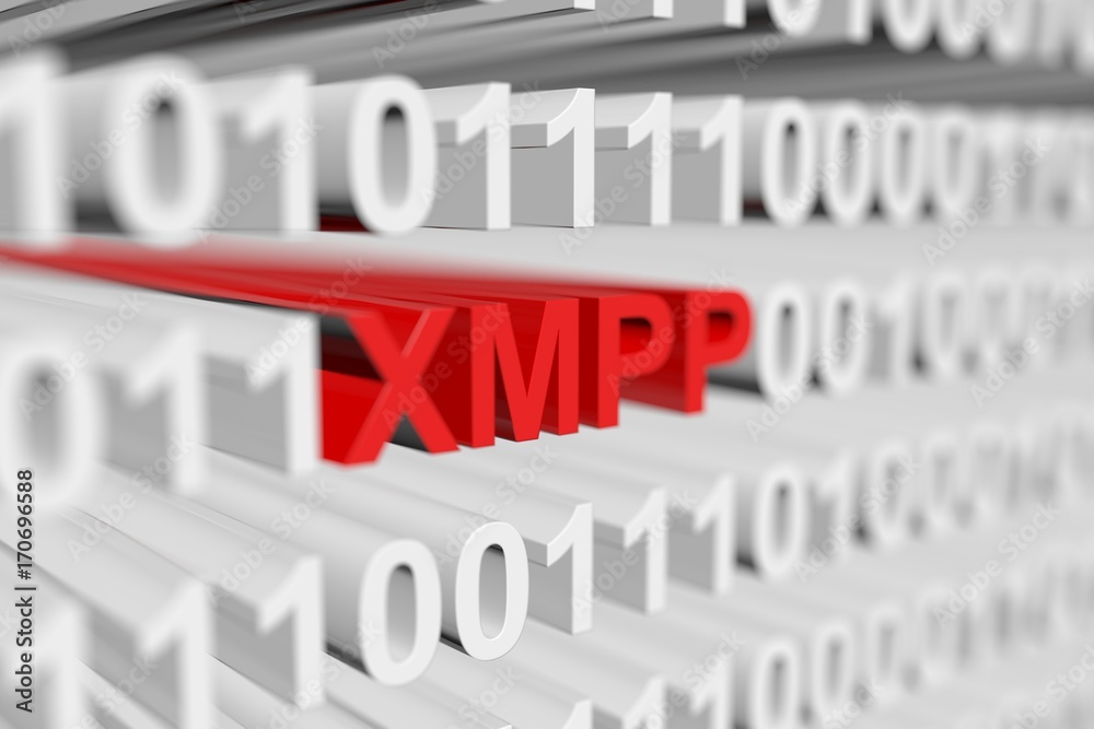 XMPP as a binary code with blurred background 3D illustration