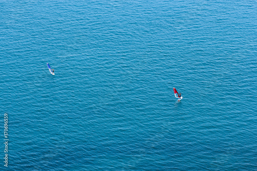 Surfengists at sea.