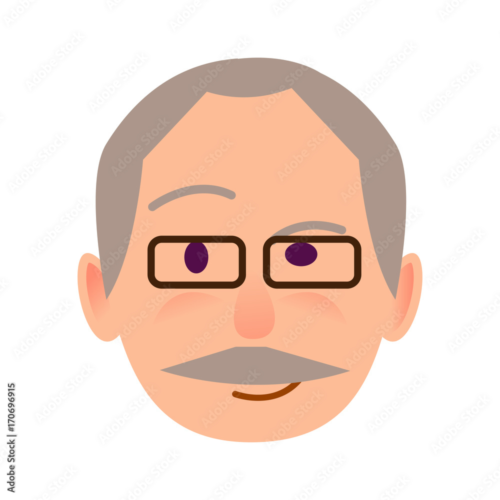 Elderly Human in Glasses with Distrustful Look