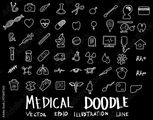 Hand drawn medicine icon set on chalkboard eps10
