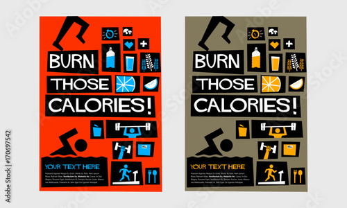 Burn Those Calories! (Flat Style Vector Illustration Fitness and Health Quote Poster Design)