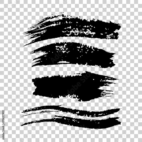 Set of Big black long brush strokes