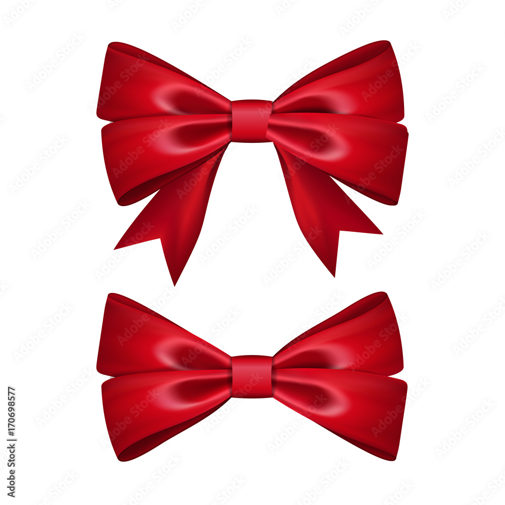 Realistic Red Christmas Ball Bow Ribbon Stock Vector (Royalty Free)  1531979099