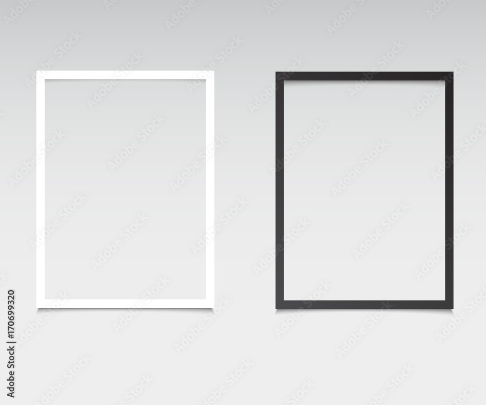 Black and white photo frames set Black and white photo frames set