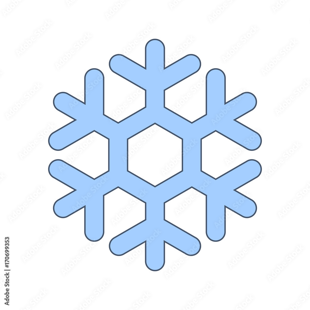 Snowflake sign. Blue Snowflake icon isolated on white background. Snow flake silhouette. Symbol of snow, holiday, cold weather, frost. Winter design element Vector illustration Snowflake sign. Blue Snowflake icon isolated on white background. Snow flake silhouette. Symbol of snow, holiday, cold weather, frost. Winter design element Vector illustration