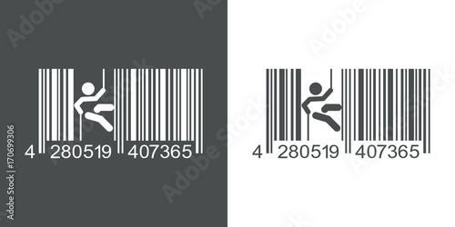 Icono plano codigo de barras alpinista gris y blanco