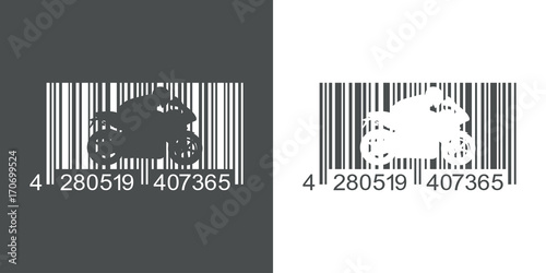 Icono plano codigo de barras motorista espacio negativo gris y blanco