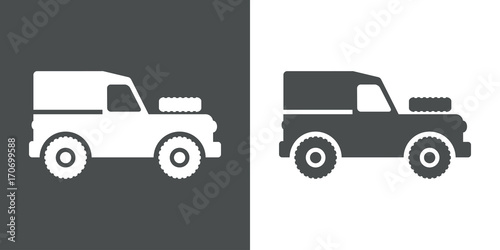Icono plano Land Rover gris y blanco