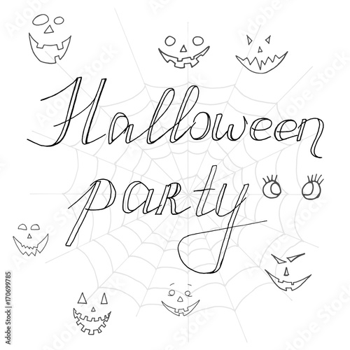Hand Drawn Halloween Set. Lettering. Halloween party.