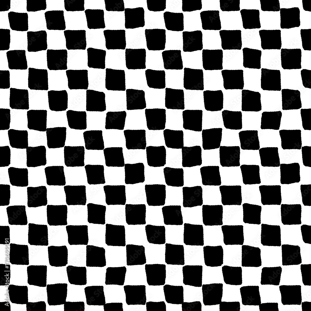 Fototapeta premium Black and white rough checkered seamless pattern, vector