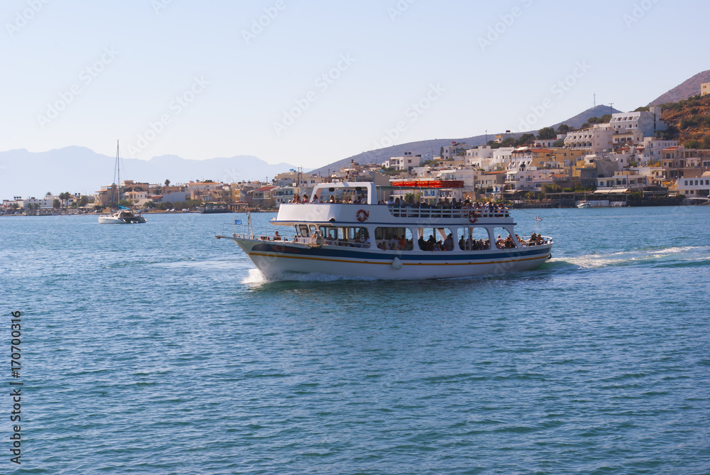 Boat trip on the islands of the Adriatic Sea. near the island of Crete. Greece.