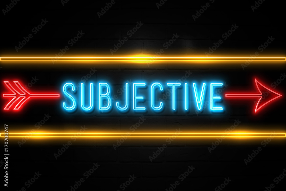 Φωτογραφία Subjective  - fluorescent Neon Sign on brickwall Front view