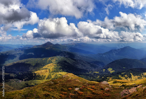 Carpathian landscape and view of the Goverla mountain