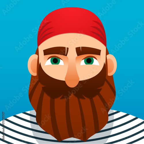 Portrait of a sailor. Cartoon style. Vector Image.