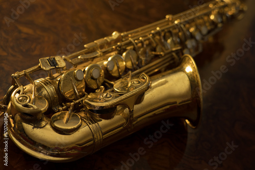 Close up of vintage saxophone