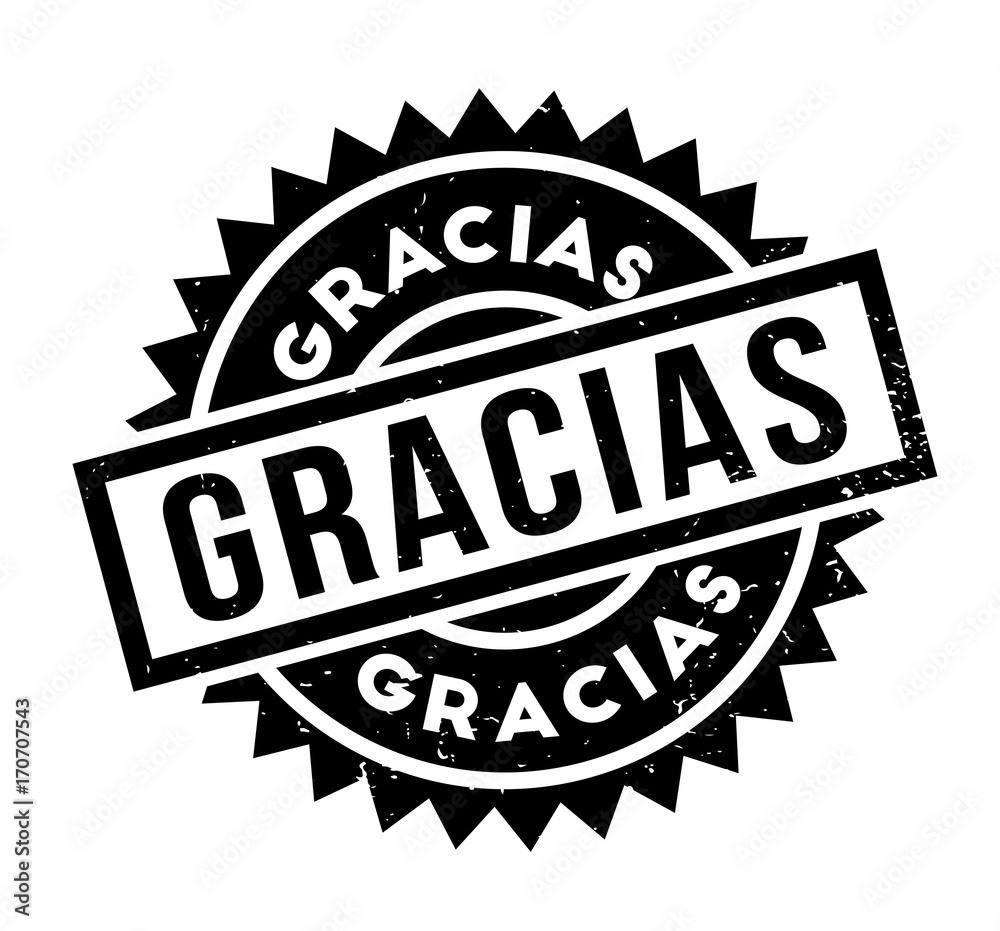 Gracias rubber stamp. Grunge design with dust scratches. Effects can be easily removed for a clean, crisp look. Color is easily changed. Gracias rubber stamp. Grunge design with dust scratches. Effects can be easily removed for a clean, crisp look. Color is easily changed.