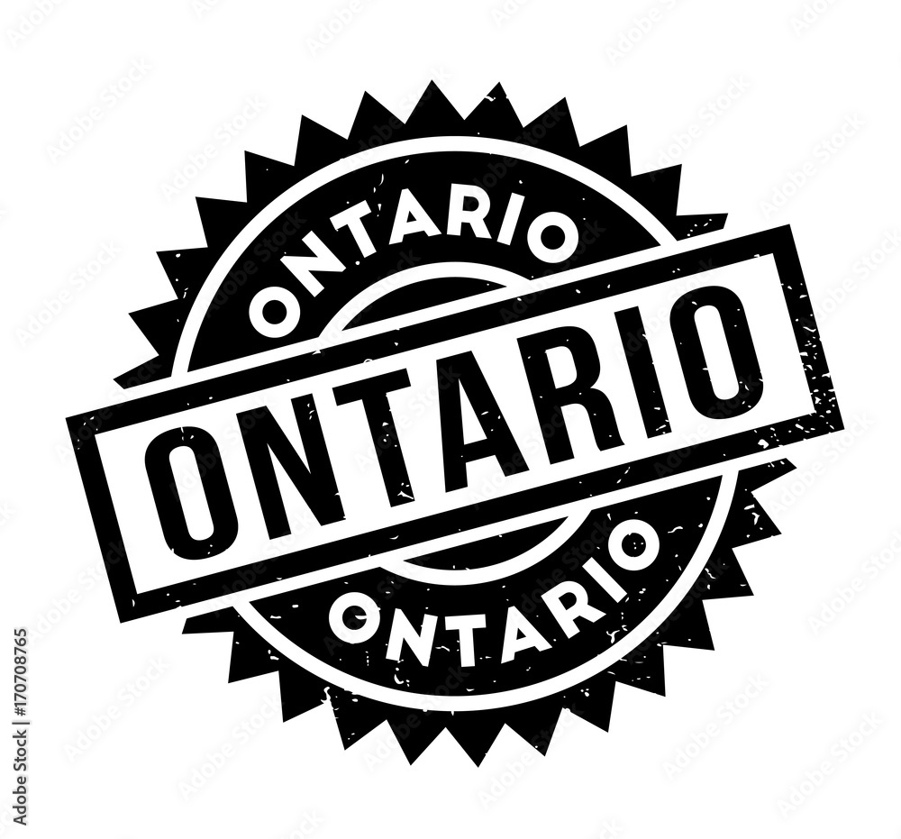 Ontario rubber stamp. Grunge design with dust scratches. Effects can be easily removed for a clean, crisp look. Color is easily changed.