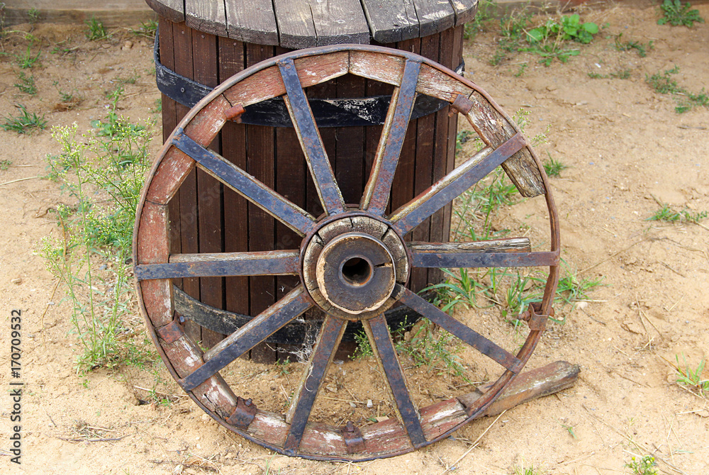 antique cart wheel