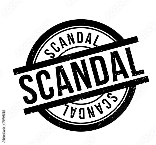 Scandal rubber stamp. Grunge design with dust scratches. Effects can be easily removed for a clean, crisp look. Color is easily changed.