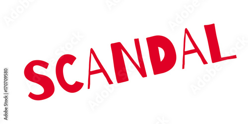 Scandal rubber stamp. Grunge design with dust scratches. Effects can be easily removed for a clean, crisp look. Color is easily changed.