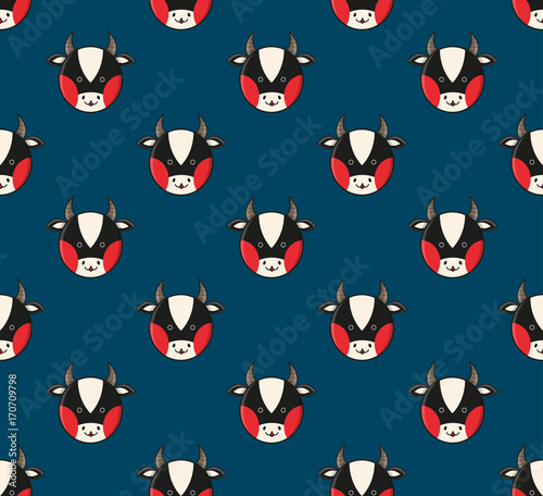 Cow Seamless on Indigo Blue Background