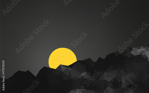 geometric mountains landscape at sunset