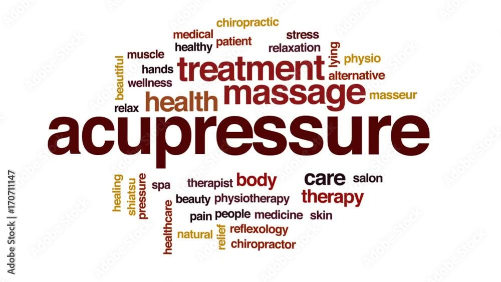 Acupressure animated word cloud, text design animation. Acupressure animated word cloud, text design animation.