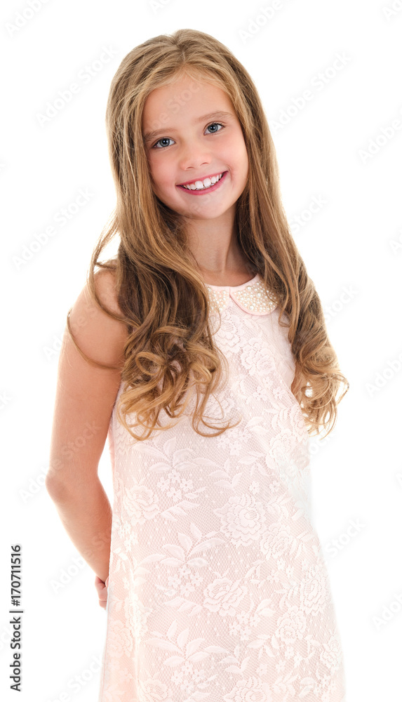 Adorable smiling little girl child in princess dress isolated Adorable smiling little girl child in princess dress isolated