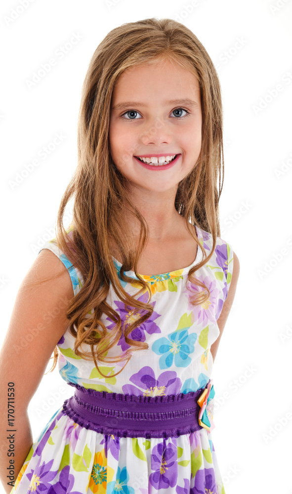 Adorable smiling little girl child in princess dress isolated Adorable smiling little girl child in princess dress isolated