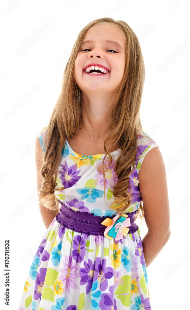 Adorable happy smiling little girl child in princess dress isolated Adorable happy smiling little girl child in princess dress isolated
