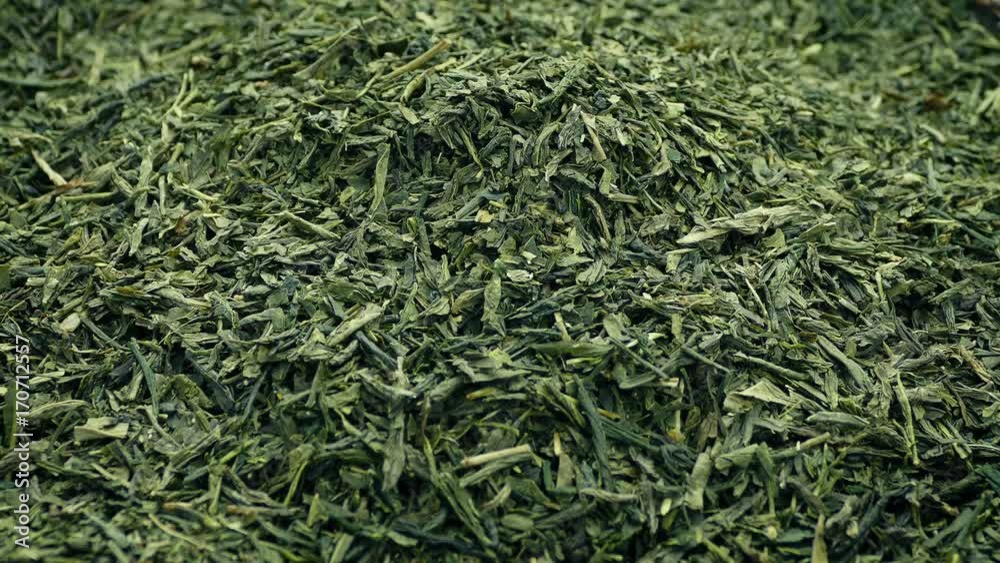 Green Tea Poured Into Pile Green Tea Poured Into Pile