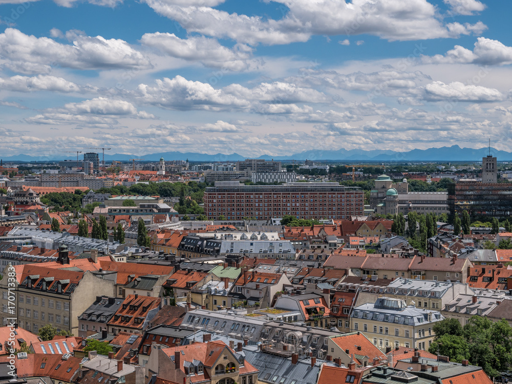 The city Munich of bird's-eye,  Germany  Bavaria