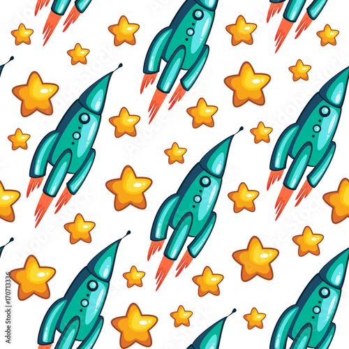 Tapety bezszwowa tekstura z rakietami i gwiazdami