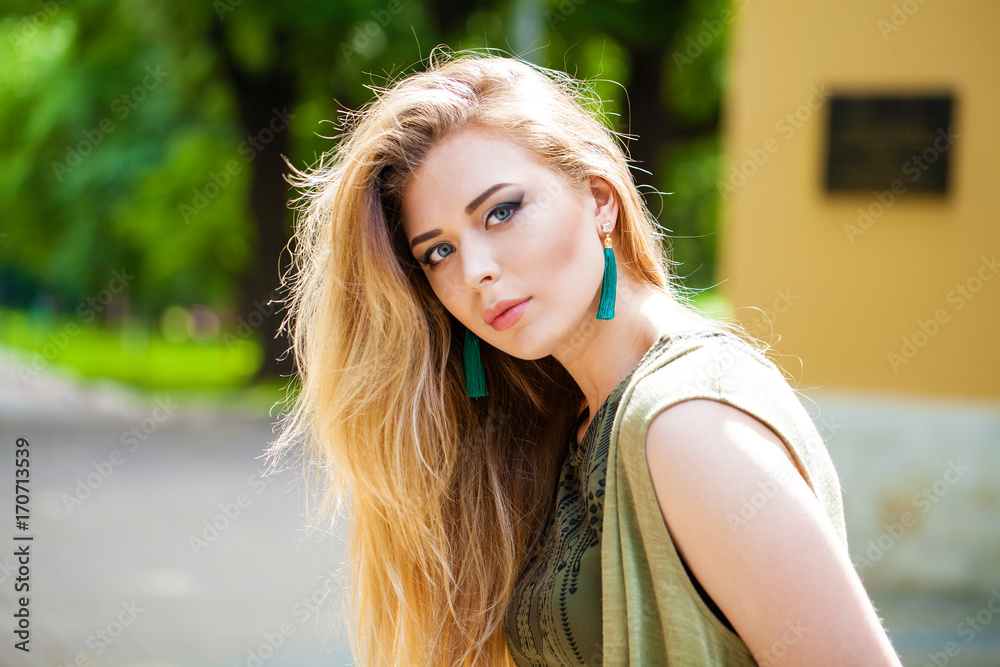 Portrait close up of young beautiful blonde woman Portrait close up of young beautiful blonde woman