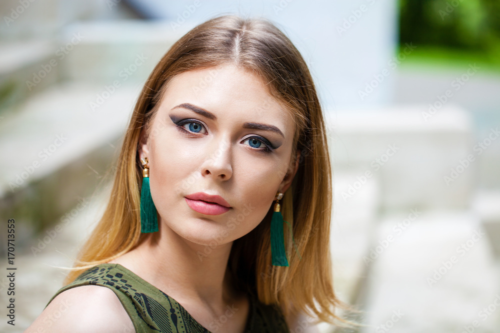 Portrait close up of young beautiful blonde woman Portrait close up of young beautiful blonde woman