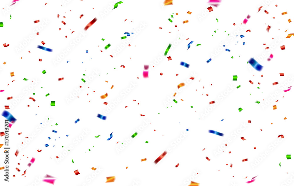 Colorful celebration background with confetti.