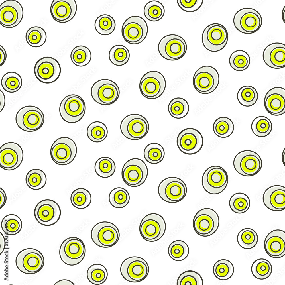 Retro abstract 50s circle dots geo seamless vector pattern. Bright green on beige basic geometric retro repeat background.