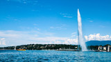 The landmark Jet d'Eau of Geneva, Switzerland