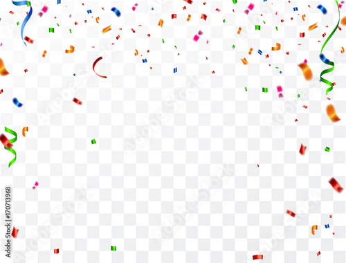 Colorful celebration background with confetti.