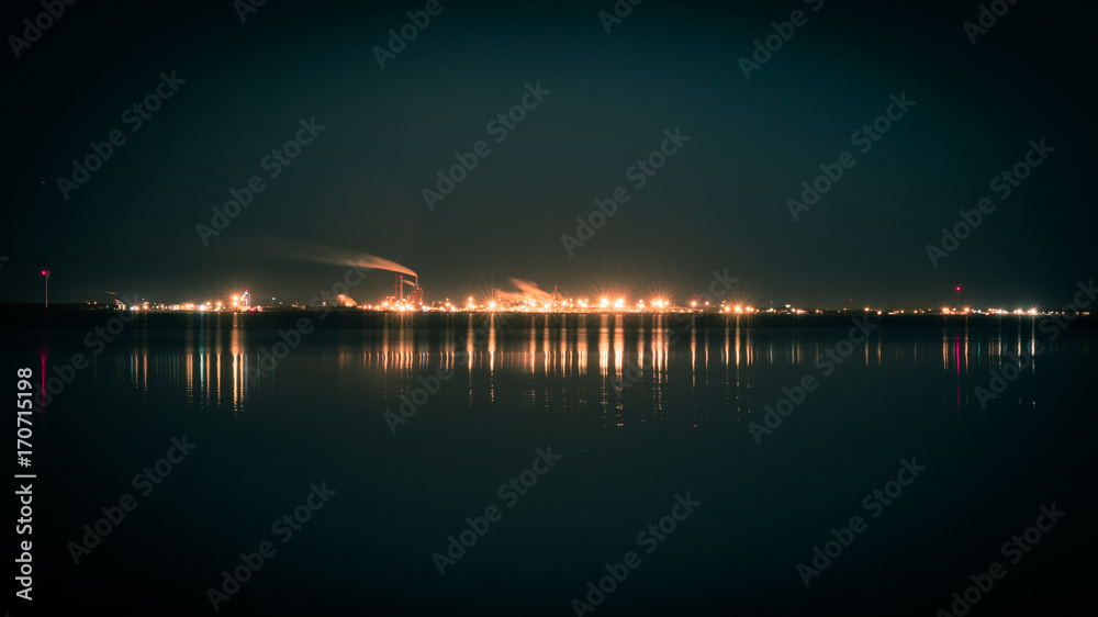 Fototapeta premium Small City Skyline at Night