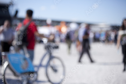 People walking on the promenade- blurred background
