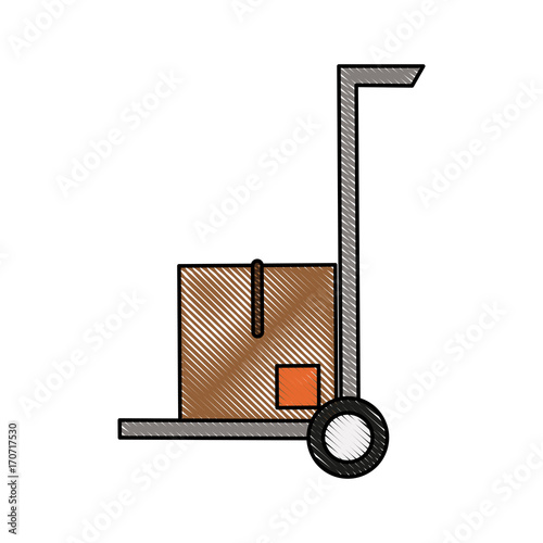 hand cart with cardboard boxes icon image vector illustration design 