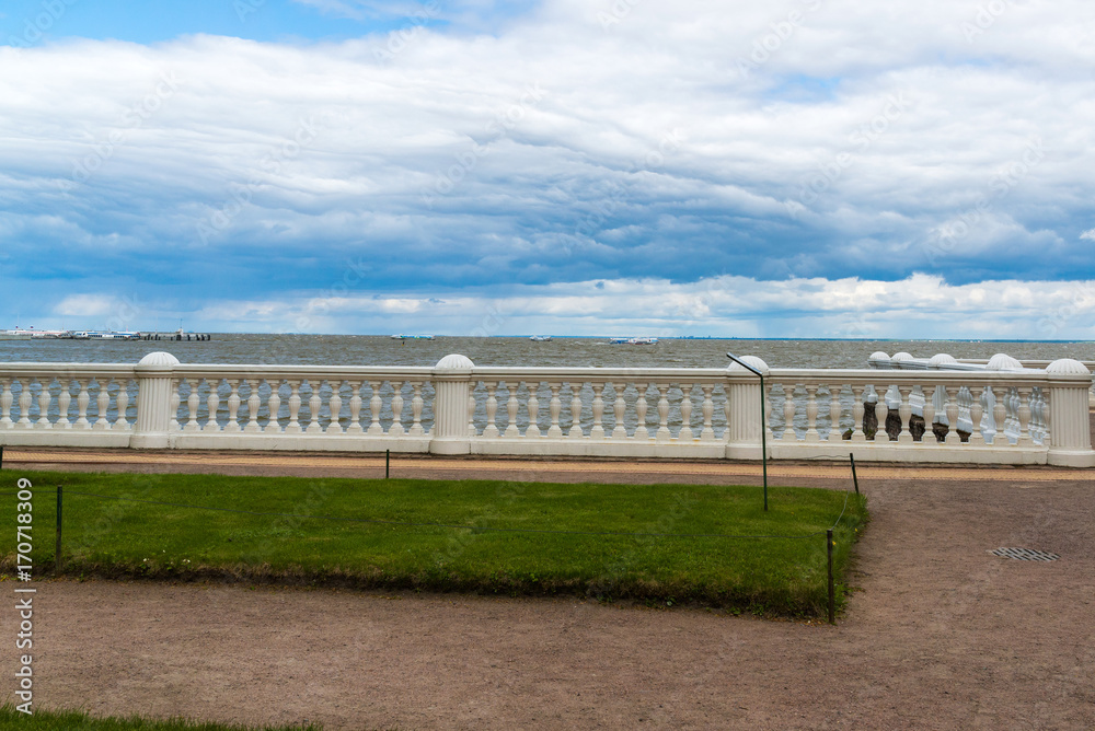 Gulf of Finland from embankment in Peterhof, Russia Gulf of Finland from embankment in Peterhof, Russia