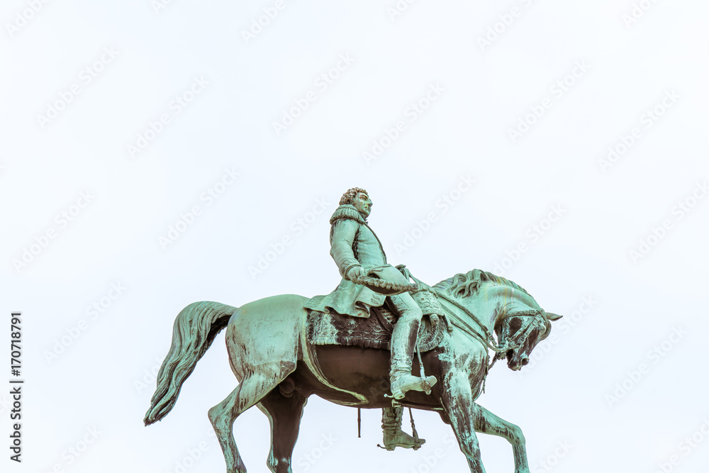 Statue of Norwegian King Carl Johan XIV located in front of the Royal Palace in Oslo